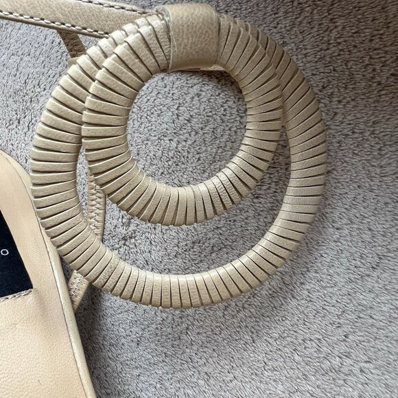 Di Sandro Bologna Neutral Tan Heeled Sandal EU 37.5 US 7-7.5 Italian Double Ring - Picture 6 of 16